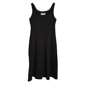 Everlane Seamed Tank Dress Black Midi Luxe Cotton Minimalist Everyday Casual